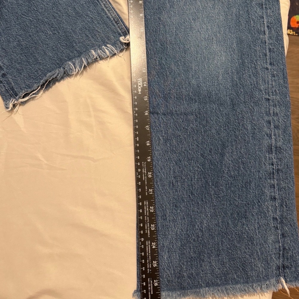 AGOLDE Ren High Rise Wide Leg Jeans Blue Raw Hem A9191-1601 Size 29 - Picture 2 of 11